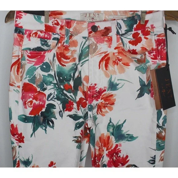 7FAMK Jen 7 NEW Floral Skinny Pants 4 - Picture 3 of 9